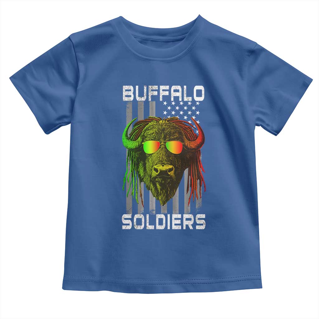 Retro Buffalo Soldiers Toddler T Shirt 9th and 10th Cavalry African American Heros USA Flag - Wonder Print Shop