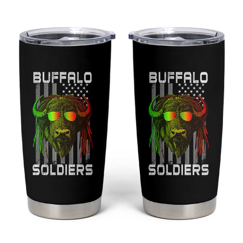 Retro Buffalo Soldiers Tumbler Cup 9th and 10th Cavalry African American Heros USA Flag - Wonder Print Shop