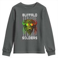 Retro Buffalo Soldiers Youth Sweatshirt 9th and 10th Cavalry African American Heros USA Flag - Wonder Print Shop