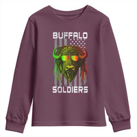Retro Buffalo Soldiers Youth Sweatshirt 9th and 10th Cavalry African American Heros USA Flag - Wonder Print Shop