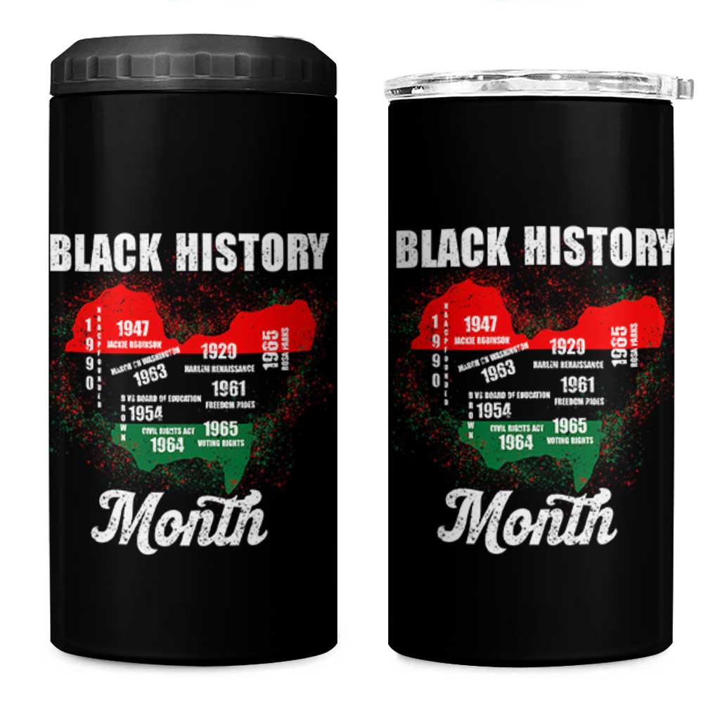 Black History Leaders 4 in 1 Can Cooler Tumbler African American Milestones Map Civil Right - Wonder Print Shop