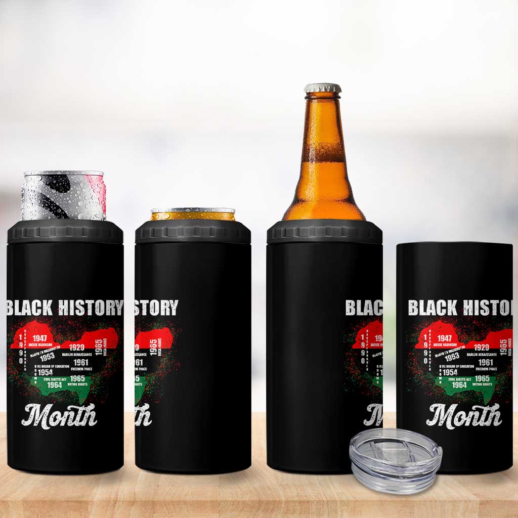 Black History Leaders 4 in 1 Can Cooler Tumbler African American Milestones Map Civil Right - Wonder Print Shop