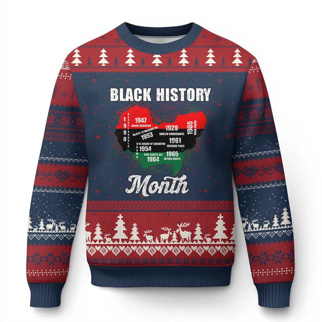 Black History Leaders Ugly Christmas Sweater African American Milestones Map Civil Right - Wonder Print Shop
