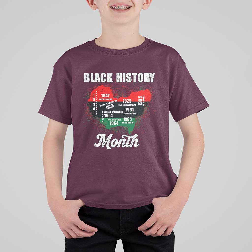 Black History Leaders T Shirt For Kid African American Milestones Map Civil Right - Wonder Print Shop