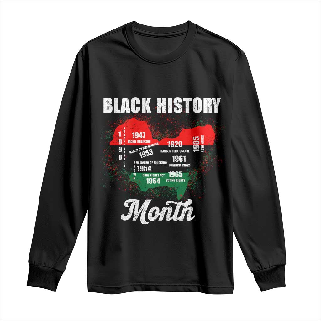 Black History Leaders Long Sleeve Shirt African American Milestones Map Civil Right - Wonder Print Shop
