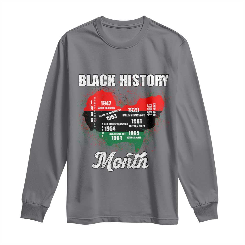 Black History Leaders Long Sleeve Shirt African American Milestones Map Civil Right - Wonder Print Shop