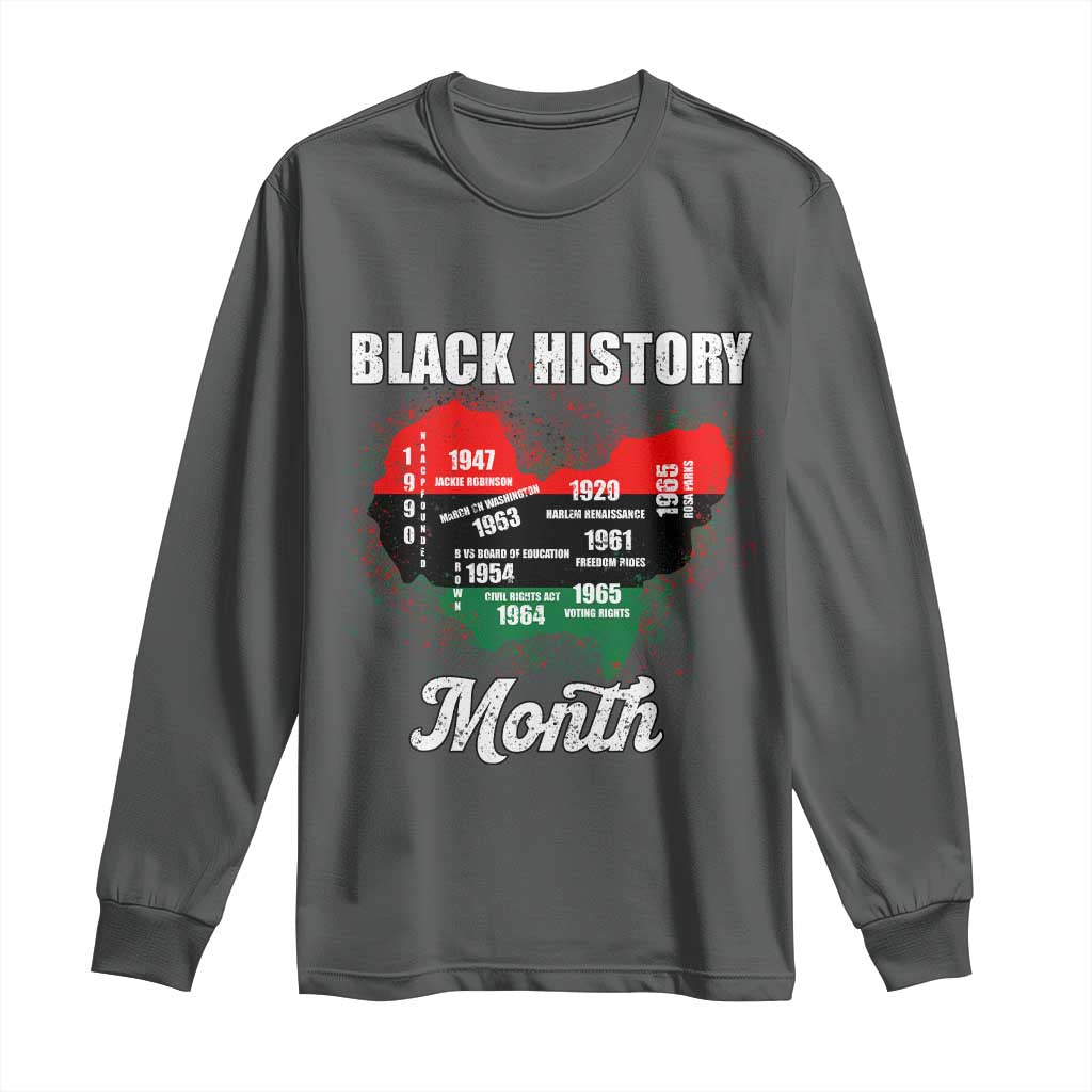 Black History Leaders Long Sleeve Shirt African American Milestones Map Civil Right - Wonder Print Shop