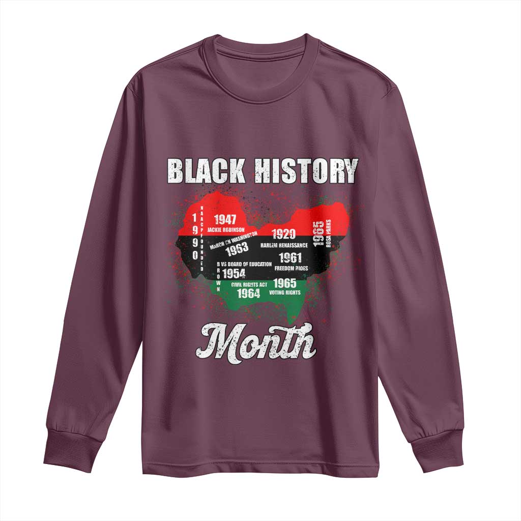 Black History Leaders Long Sleeve Shirt African American Milestones Map Civil Right - Wonder Print Shop