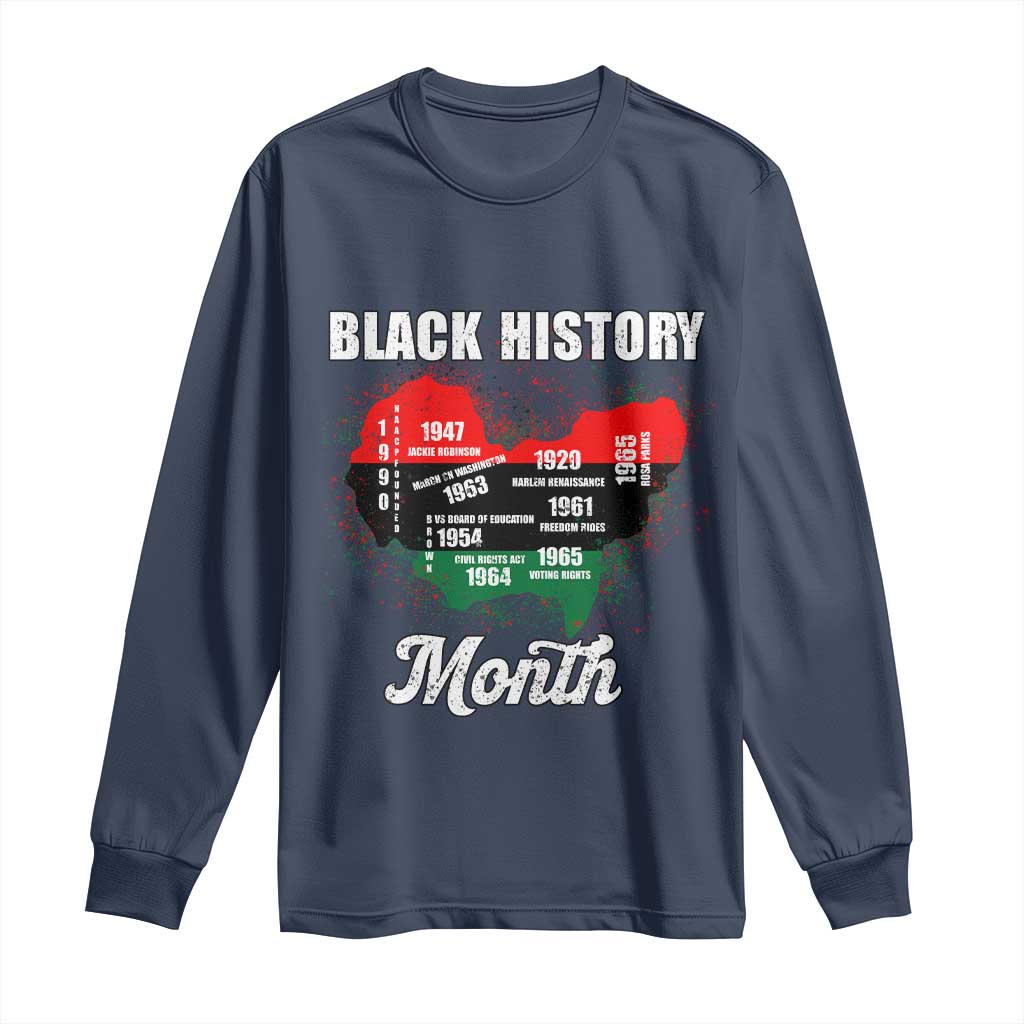 Black History Leaders Long Sleeve Shirt African American Milestones Map Civil Right - Wonder Print Shop