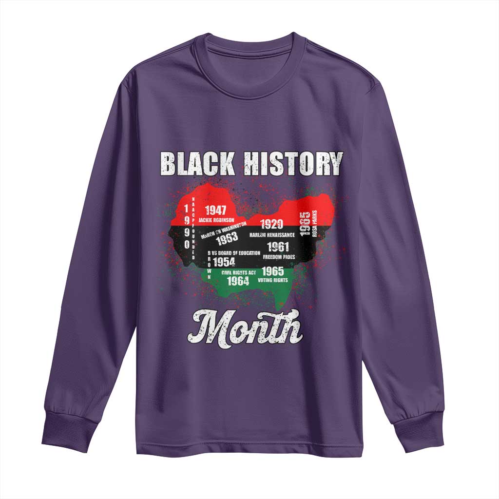 Black History Leaders Long Sleeve Shirt African American Milestones Map Civil Right - Wonder Print Shop