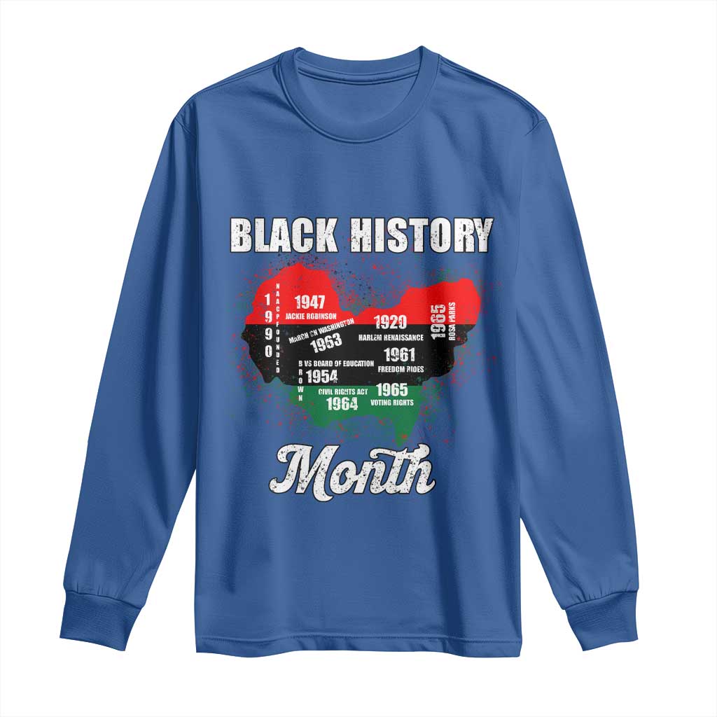 Black History Leaders Long Sleeve Shirt African American Milestones Map Civil Right - Wonder Print Shop