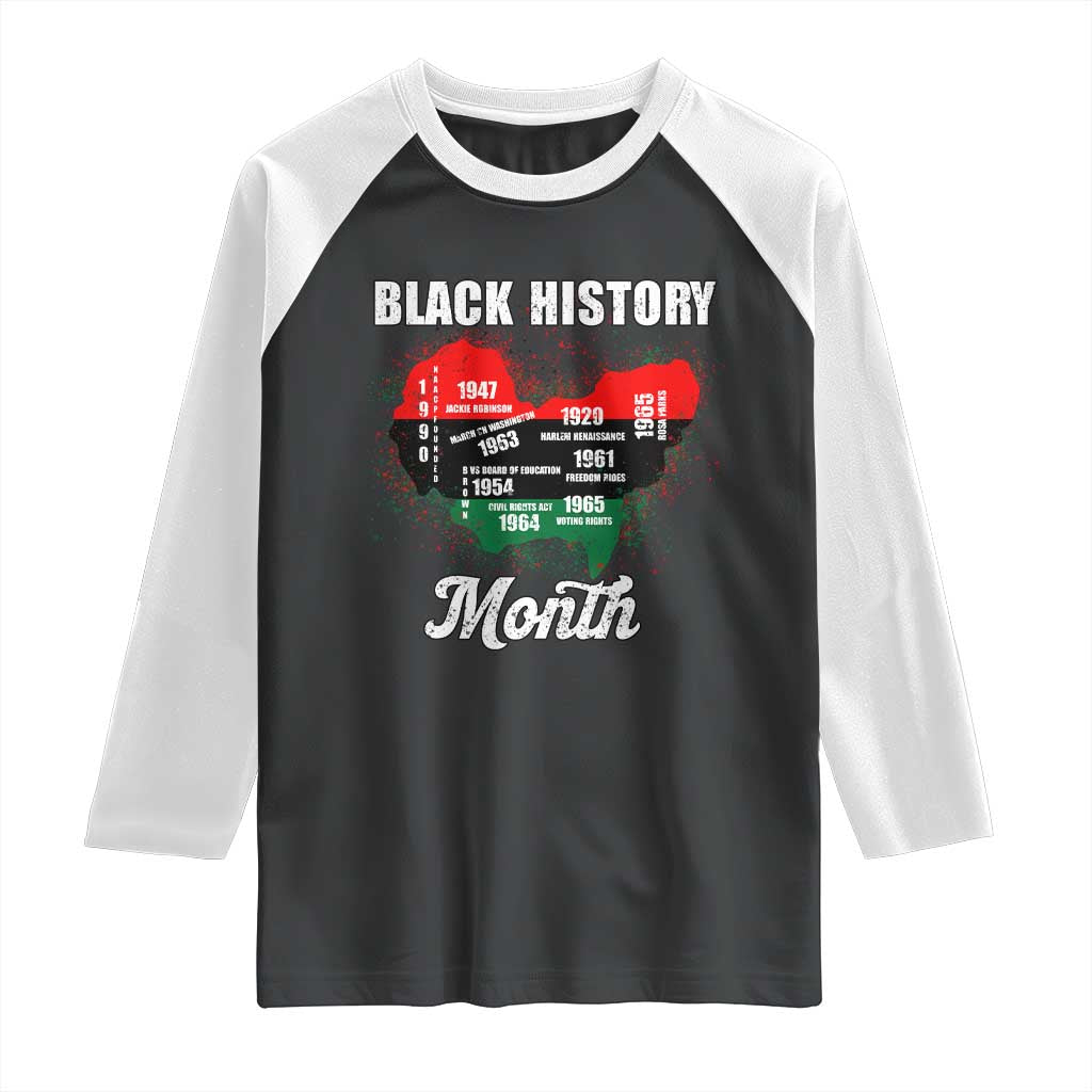 Black History Leaders Raglan Shirt African American Milestones Map Civil Right - Wonder Print Shop