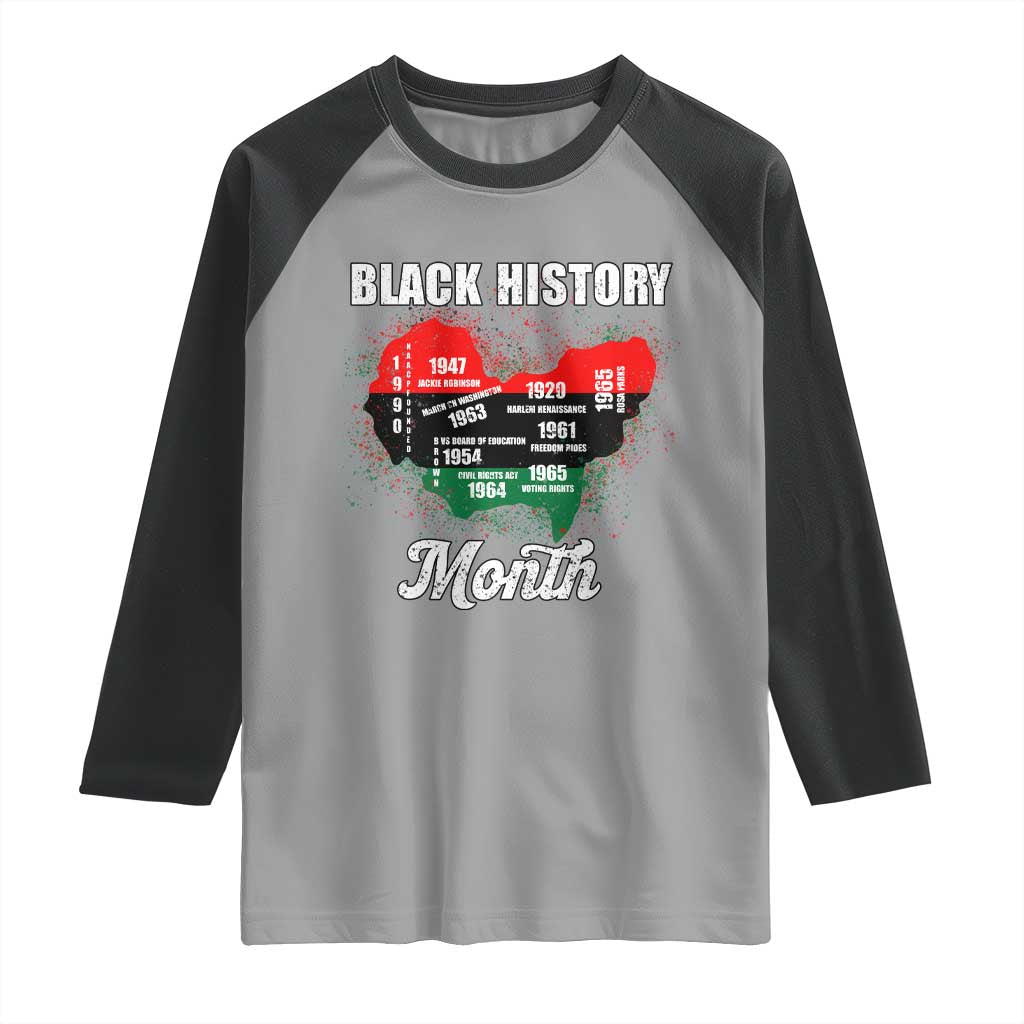 Black History Leaders Raglan Shirt African American Milestones Map Civil Right - Wonder Print Shop