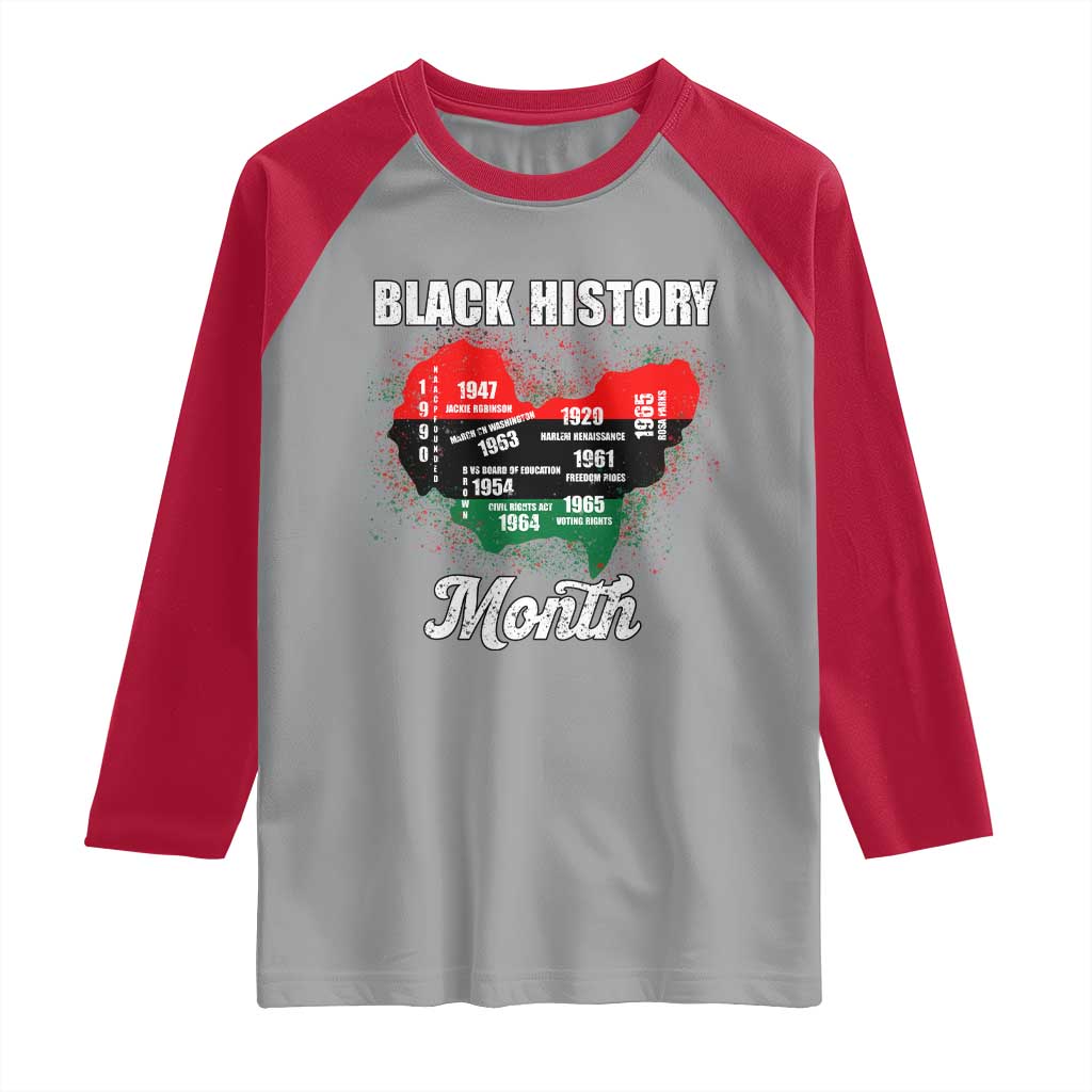 Black History Leaders Raglan Shirt African American Milestones Map Civil Right - Wonder Print Shop