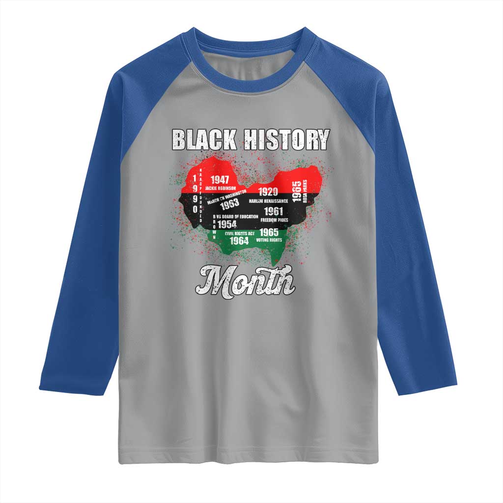 Black History Leaders Raglan Shirt African American Milestones Map Civil Right - Wonder Print Shop