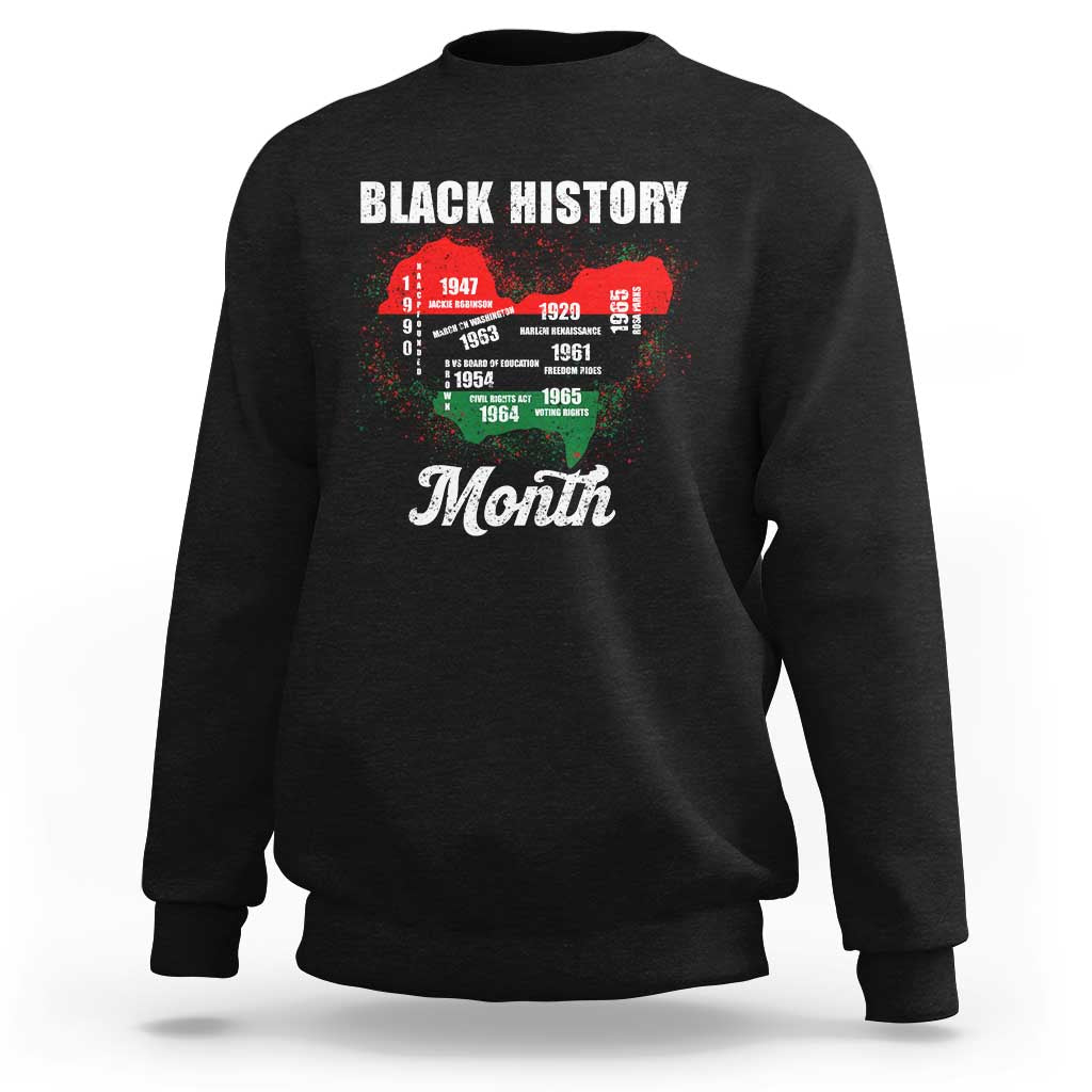 Black History Leaders Sweatshirt African American Milestones Map Civil Right - Wonder Print Shop