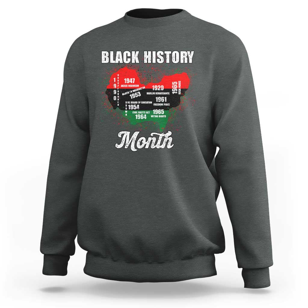 Black History Leaders Sweatshirt African American Milestones Map Civil Right - Wonder Print Shop