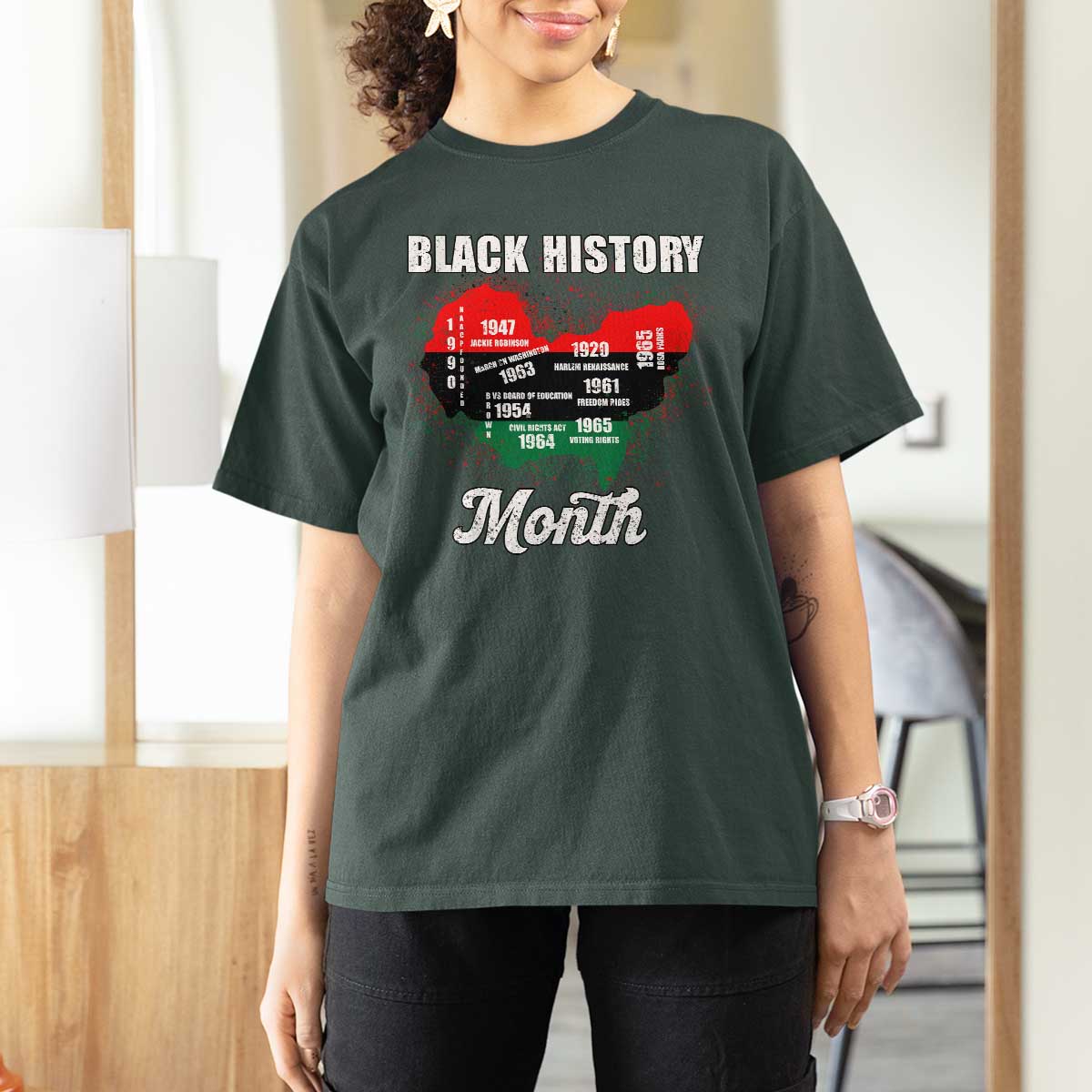 Black History Leaders T Shirt For Women African American Milestones Map Civil Right - Wonder Print Shop