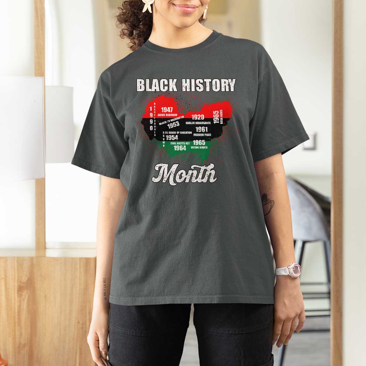 Black History Leaders T Shirt For Women African American Milestones Map Civil Right - Wonder Print Shop