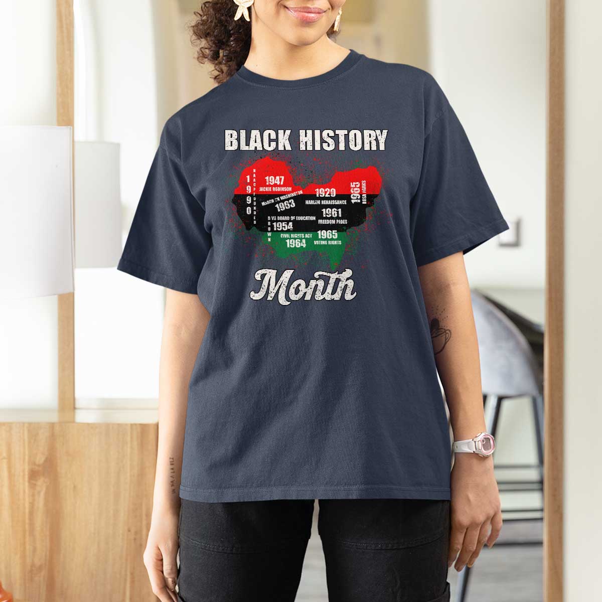 Black History Leaders T Shirt For Women African American Milestones Map Civil Right - Wonder Print Shop