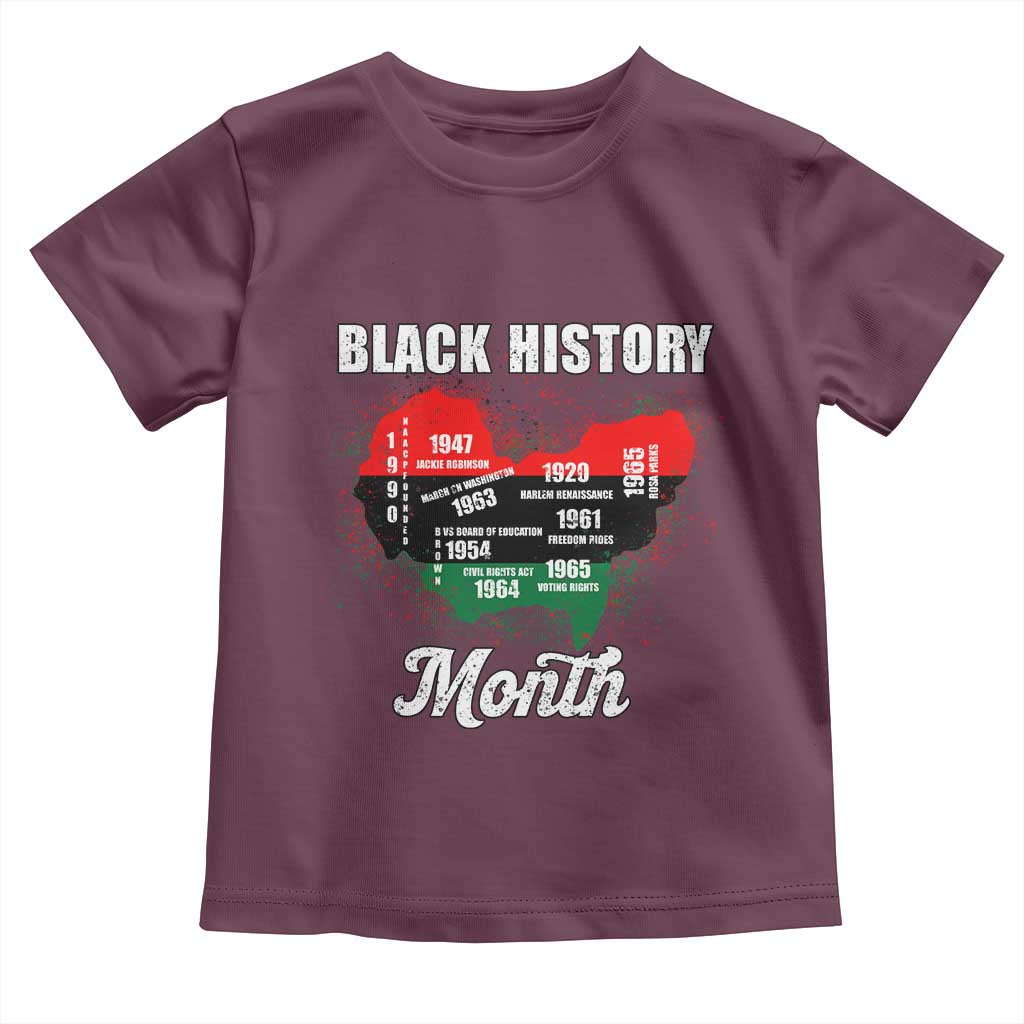 Black History Leaders Toddler T Shirt African American Milestones Map Civil Right - Wonder Print Shop