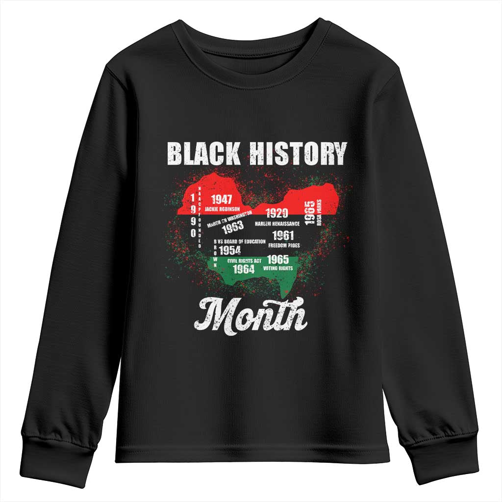Black History Leaders Youth Sweatshirt African American Milestones Map Civil Right - Wonder Print Shop