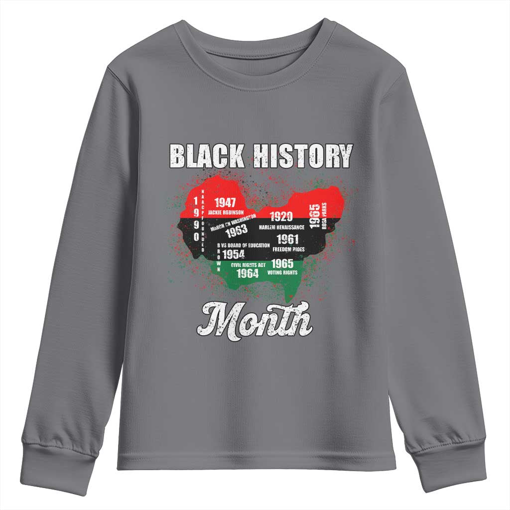 Black History Leaders Youth Sweatshirt African American Milestones Map Civil Right - Wonder Print Shop