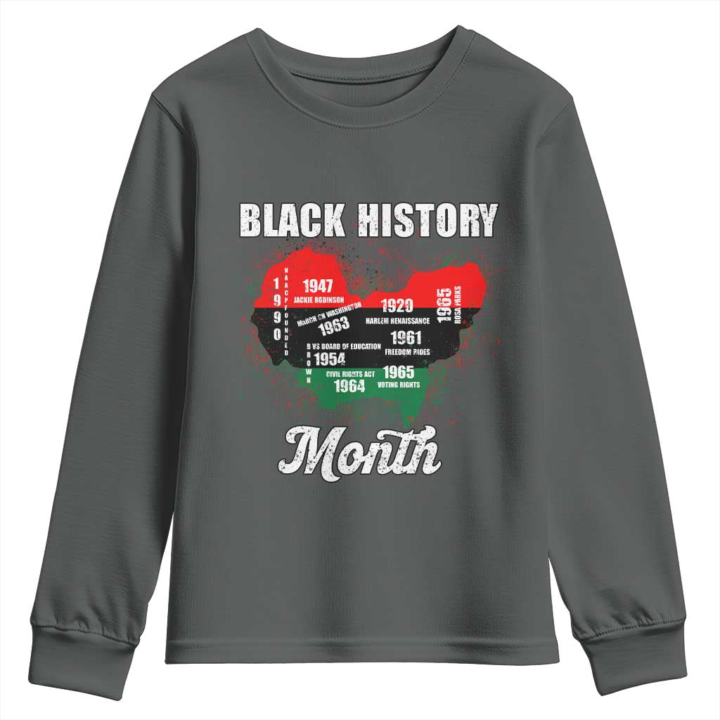 Black History Leaders Youth Sweatshirt African American Milestones Map Civil Right - Wonder Print Shop