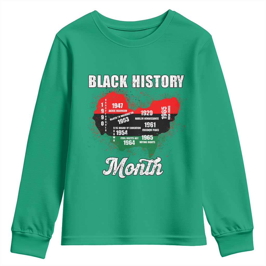 Black History Leaders Youth Sweatshirt African American Milestones Map Civil Right - Wonder Print Shop