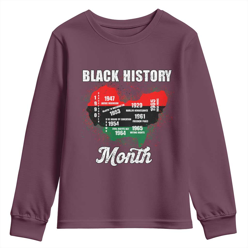 Black History Leaders Youth Sweatshirt African American Milestones Map Civil Right - Wonder Print Shop