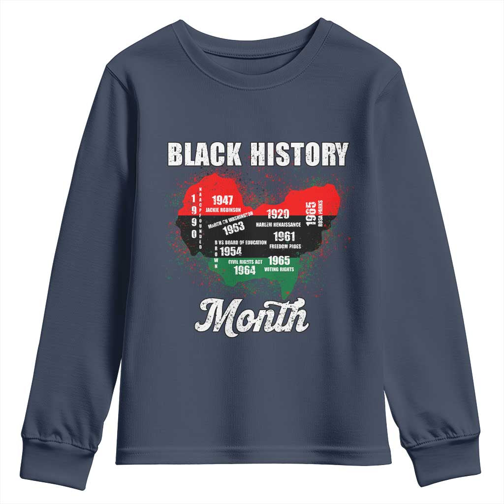 Black History Leaders Youth Sweatshirt African American Milestones Map Civil Right - Wonder Print Shop
