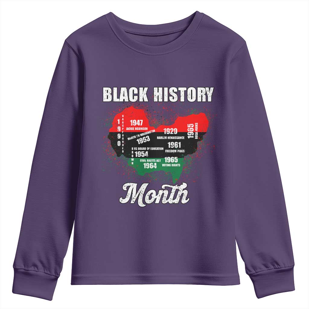 Black History Leaders Youth Sweatshirt African American Milestones Map Civil Right - Wonder Print Shop
