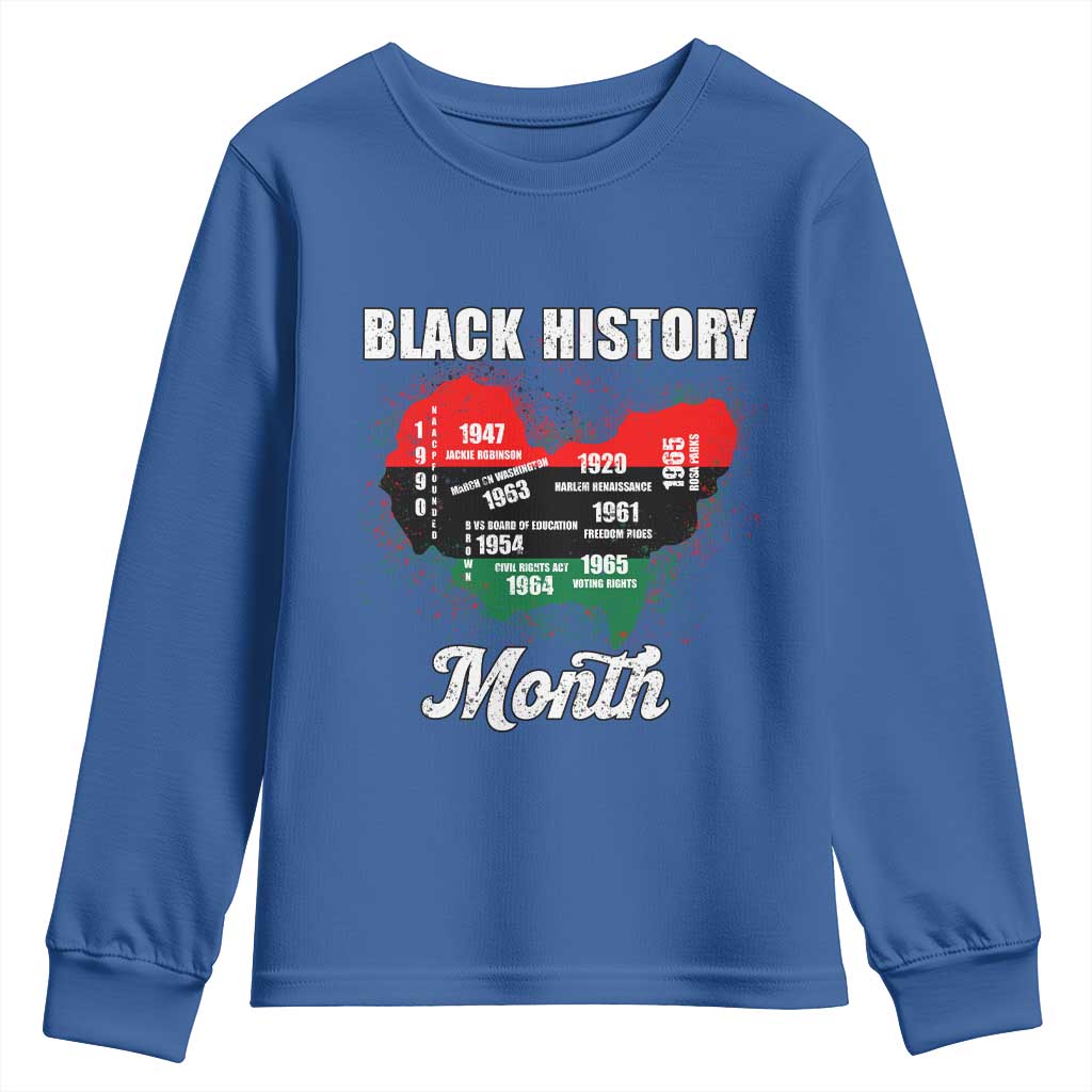 Black History Leaders Youth Sweatshirt African American Milestones Map Civil Right - Wonder Print Shop