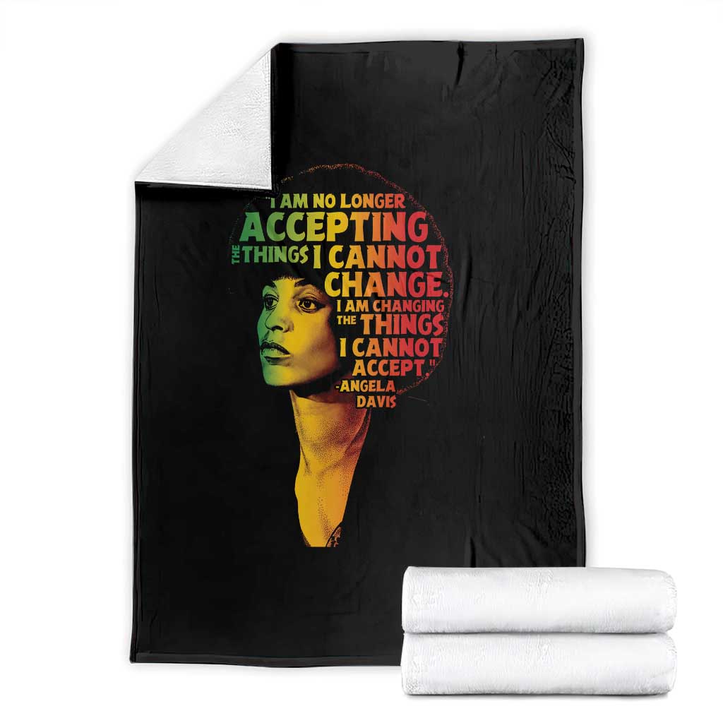 Angela Davis Inspirational Quote Throw Blanket Black History Month Afro Woman Activist - Wonder Print Shop
