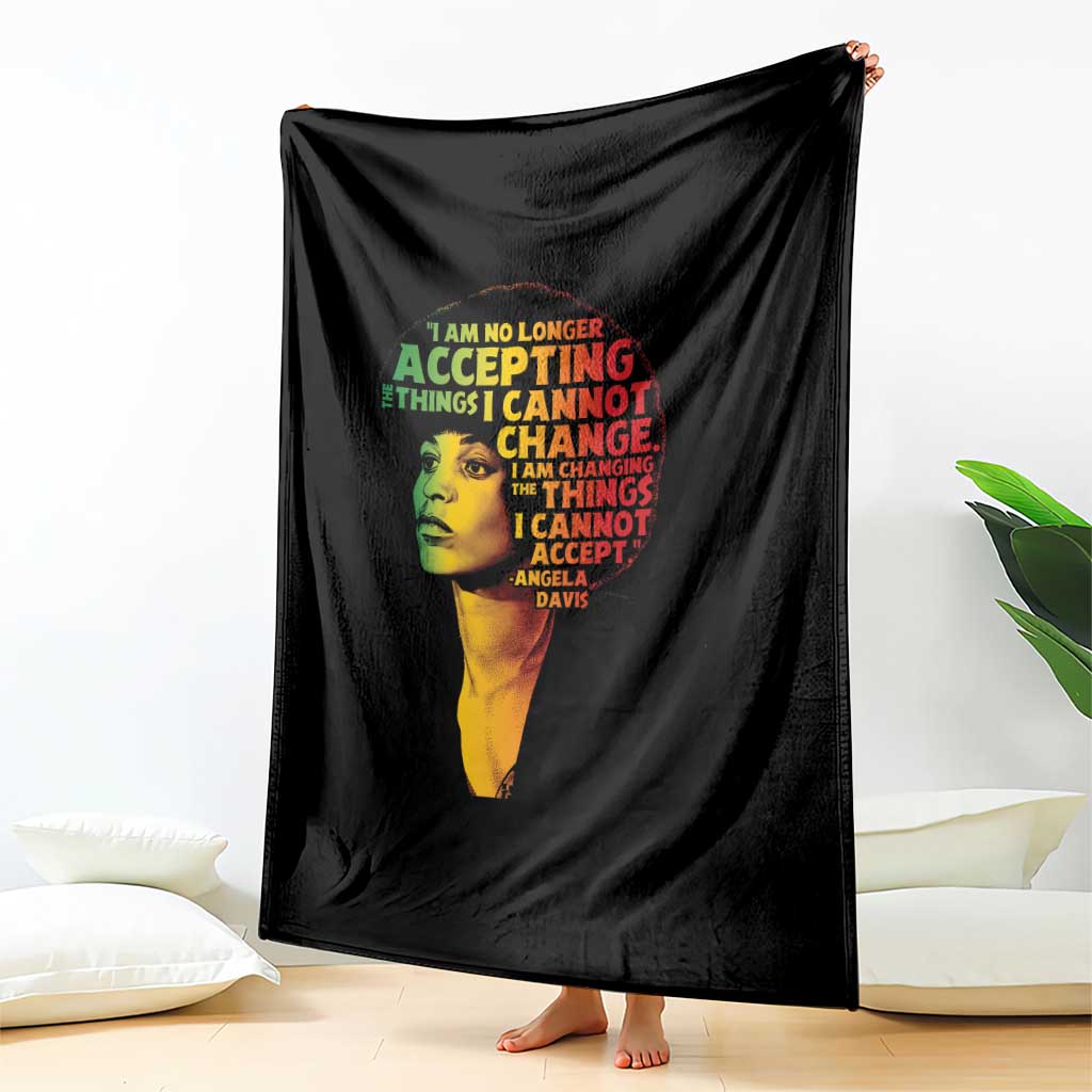 Angela Davis Inspirational Quote Throw Blanket Black History Month Afro Woman Activist - Wonder Print Shop
