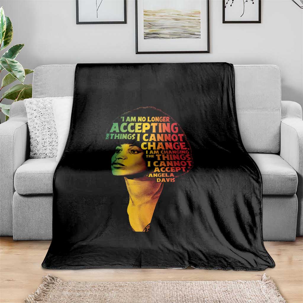 Angela Davis Inspirational Quote Throw Blanket Black History Month Afro Woman Activist - Wonder Print Shop