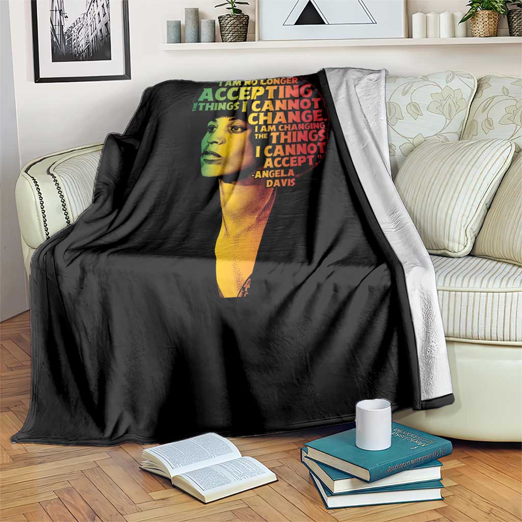 Angela Davis Inspirational Quote Throw Blanket Black History Month Afro Woman Activist - Wonder Print Shop