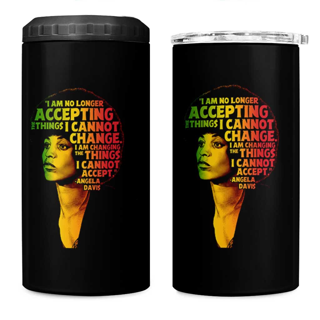 Angela Davis Inspirational Quote 4 in 1 Can Cooler Tumbler Black History Month Afro Woman Activist - Wonder Print Shop