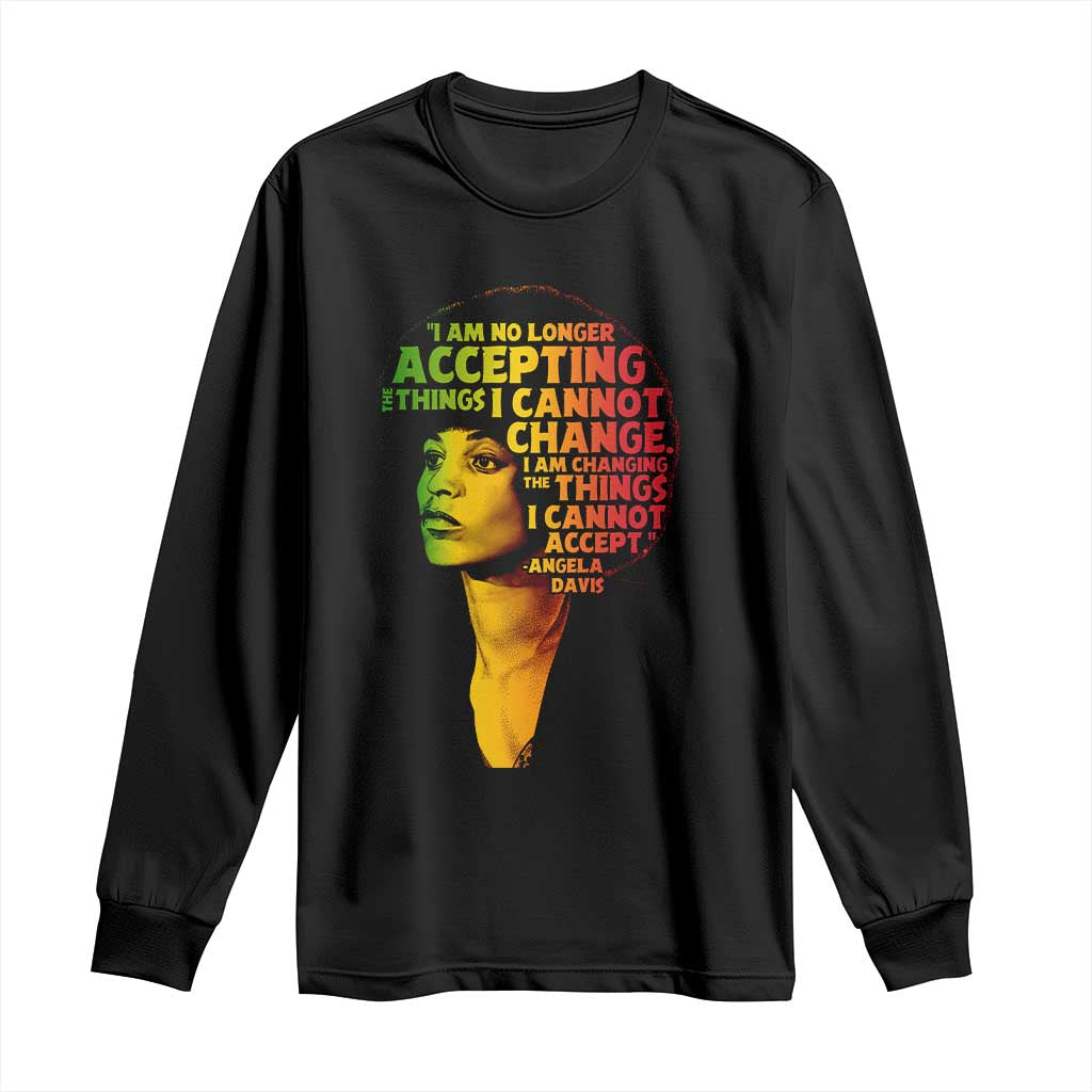 Angela Davis Inspirational Quote Long Sleeve Shirt Black History Month Afro Woman Activist - Wonder Print Shop