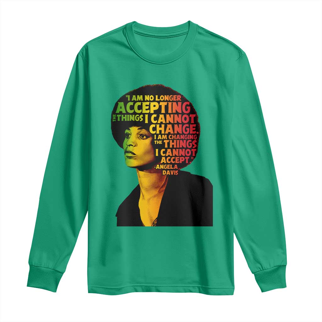 Angela Davis Inspirational Quote Long Sleeve Shirt Black History Month Afro Woman Activist - Wonder Print Shop