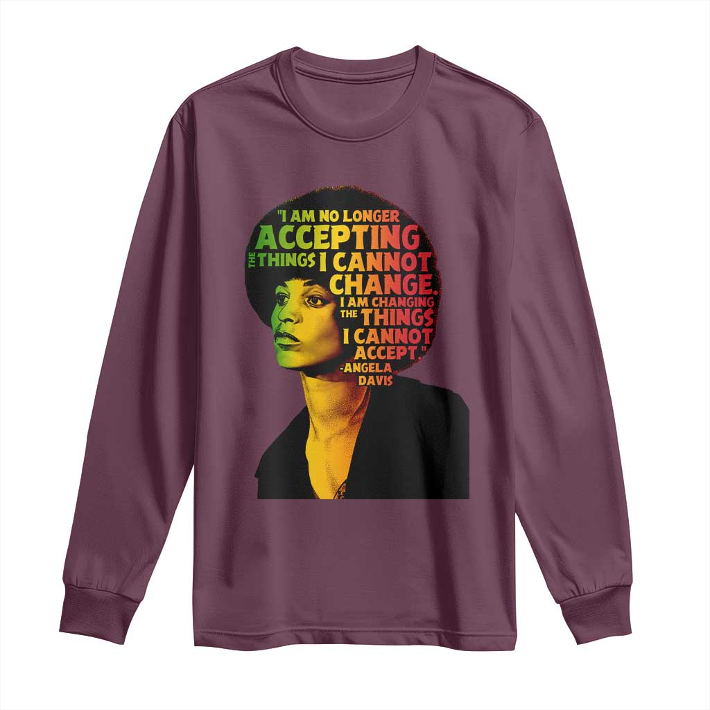 Angela Davis Inspirational Quote Long Sleeve Shirt Black History Month Afro Woman Activist - Wonder Print Shop