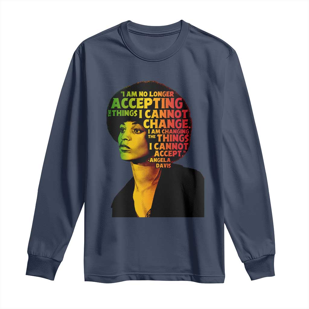 Angela Davis Inspirational Quote Long Sleeve Shirt Black History Month Afro Woman Activist - Wonder Print Shop