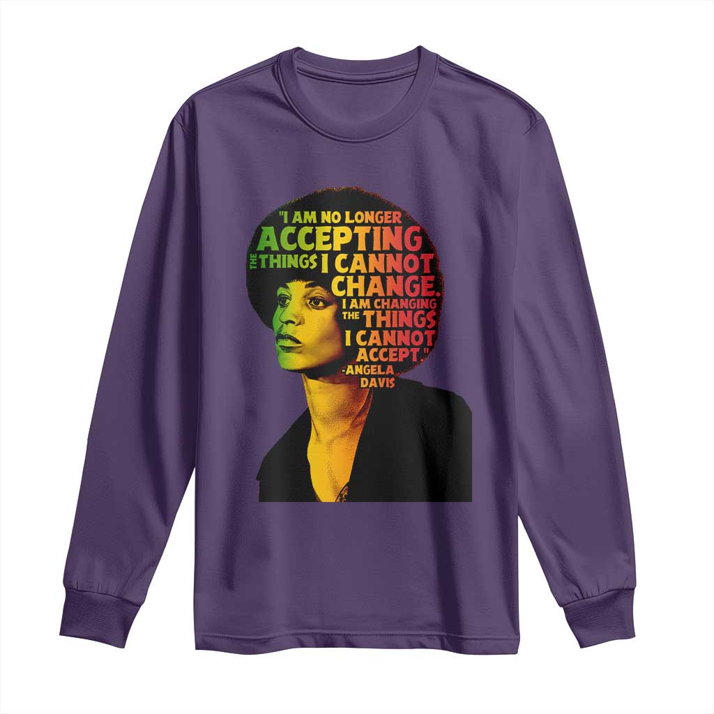 Angela Davis Inspirational Quote Long Sleeve Shirt Black History Month Afro Woman Activist - Wonder Print Shop