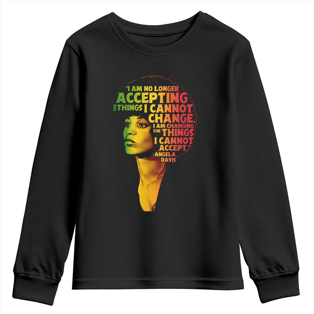 Angela Davis Inspirational Quote Youth Sweatshirt Black History Month Afro Woman Activist - Wonder Print Shop