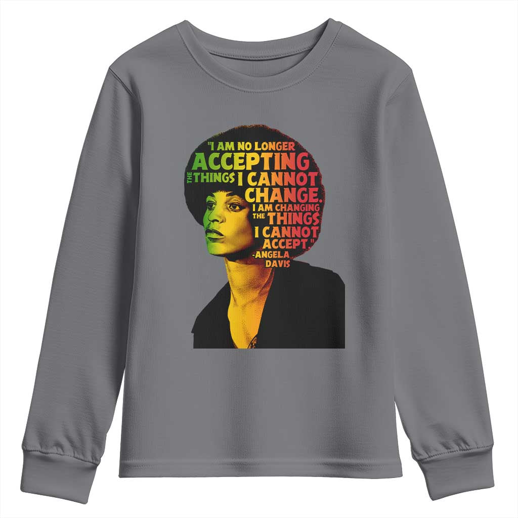 Angela Davis Inspirational Quote Youth Sweatshirt Black History Month Afro Woman Activist - Wonder Print Shop