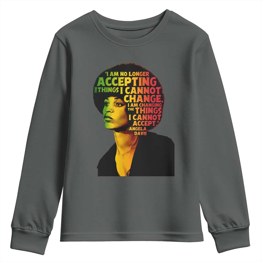 Angela Davis Inspirational Quote Youth Sweatshirt Black History Month Afro Woman Activist - Wonder Print Shop