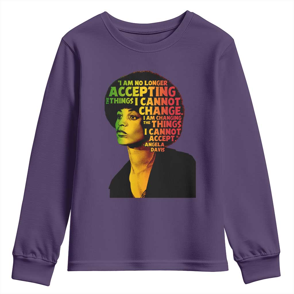 Angela Davis Inspirational Quote Youth Sweatshirt Black History Month Afro Woman Activist - Wonder Print Shop