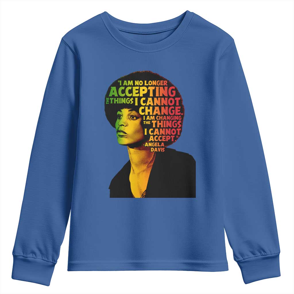 Angela Davis Inspirational Quote Youth Sweatshirt Black History Month Afro Woman Activist - Wonder Print Shop