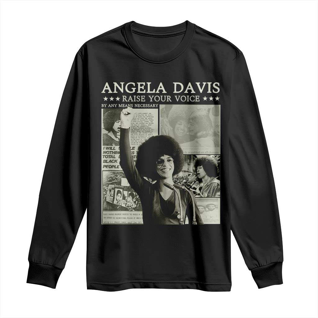 Black History Month Angela Davis Long Sleeve Shirt Raise Your Voice Feminist Human Rights
