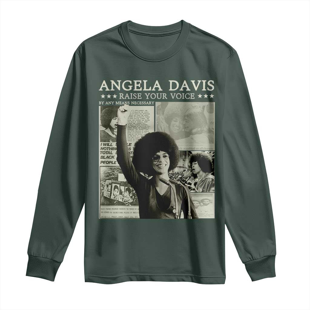 Black History Month Angela Davis Long Sleeve Shirt Raise Your Voice Feminist Human Rights